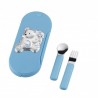 Set cubiertos oso sonajero celeste Personalizados