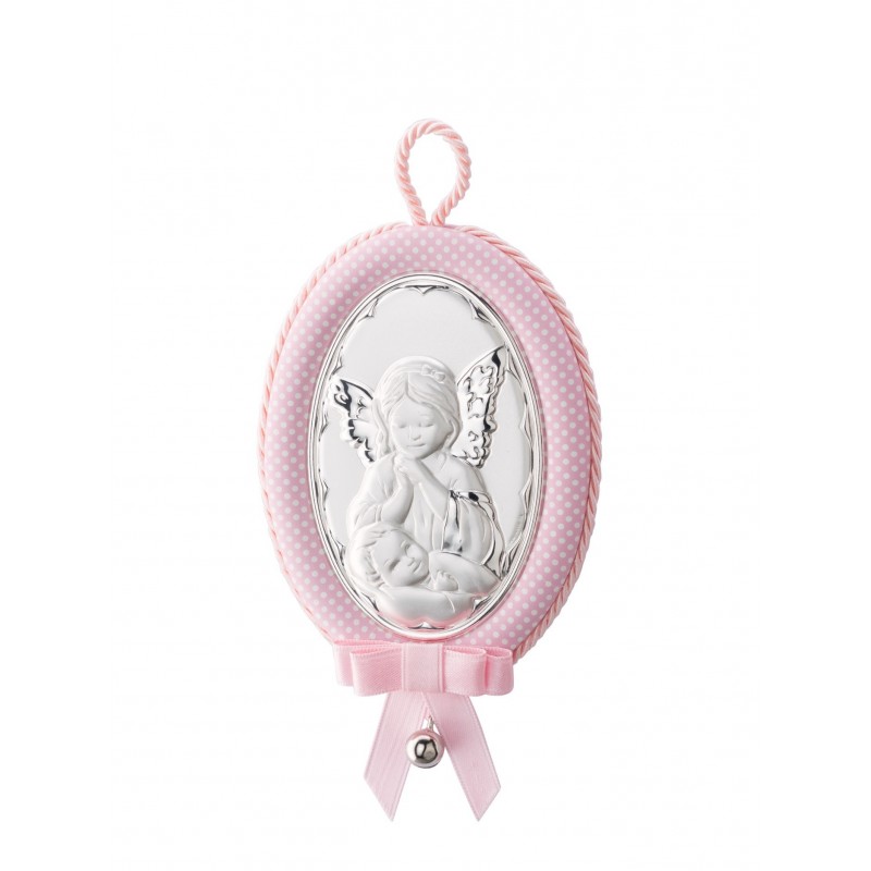 Medallon musical angel rosa oval