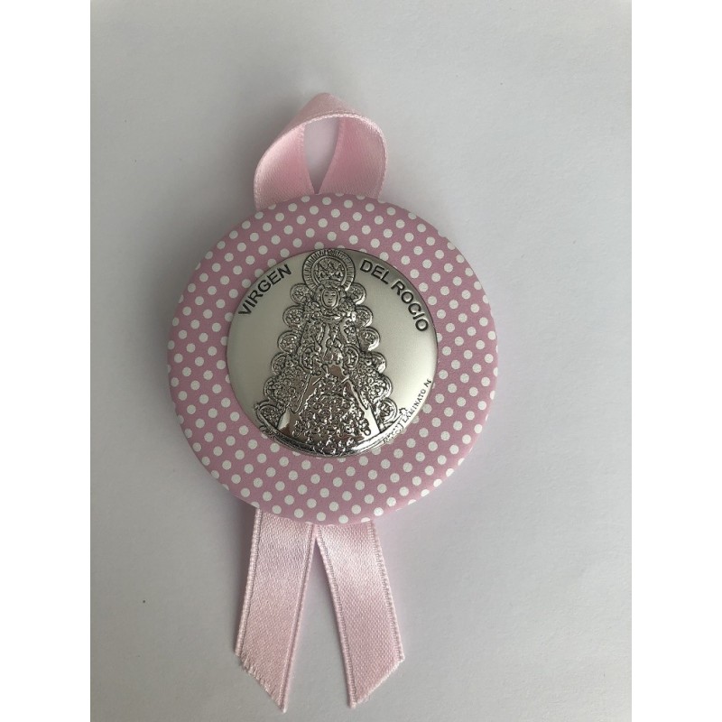 Medallon virgen rocio redondo lunares rosa