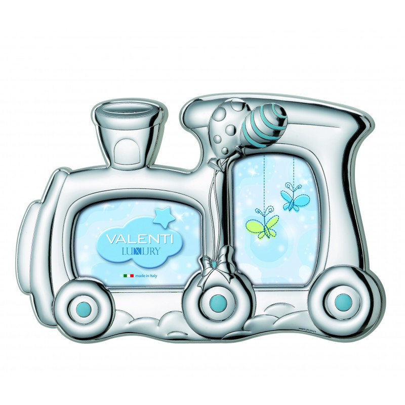 Marco fotos personalizado forma tren 6x9 rosa 2 fotos