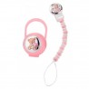 Set portachupetes  pinza oso corazon rosa