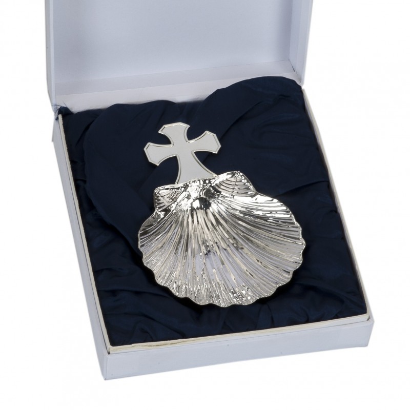 Concha de bautizo cruz plata ley 925