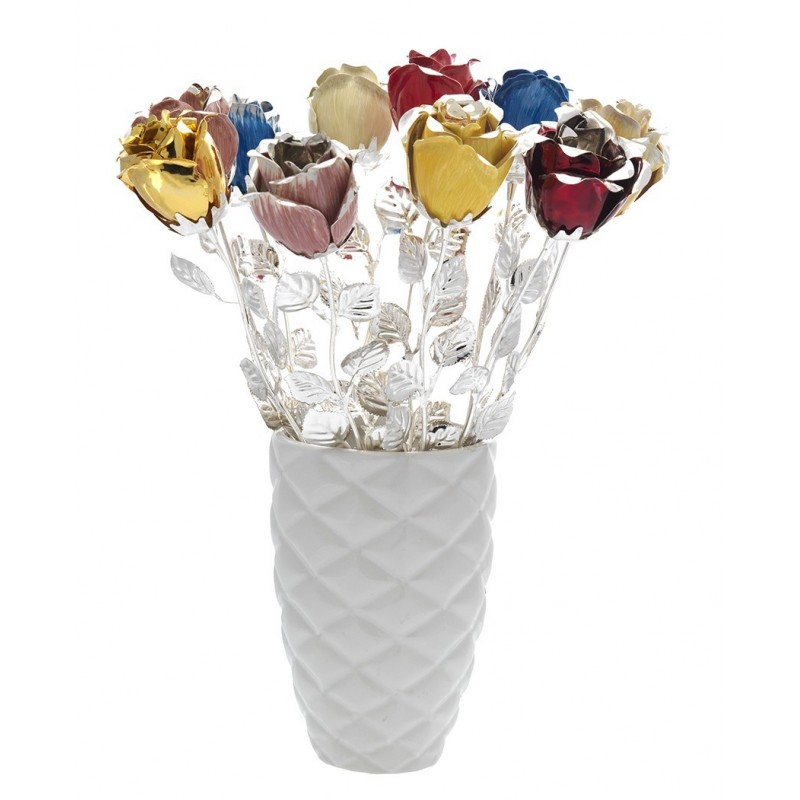 Set 10 rosas 33cms  jarron