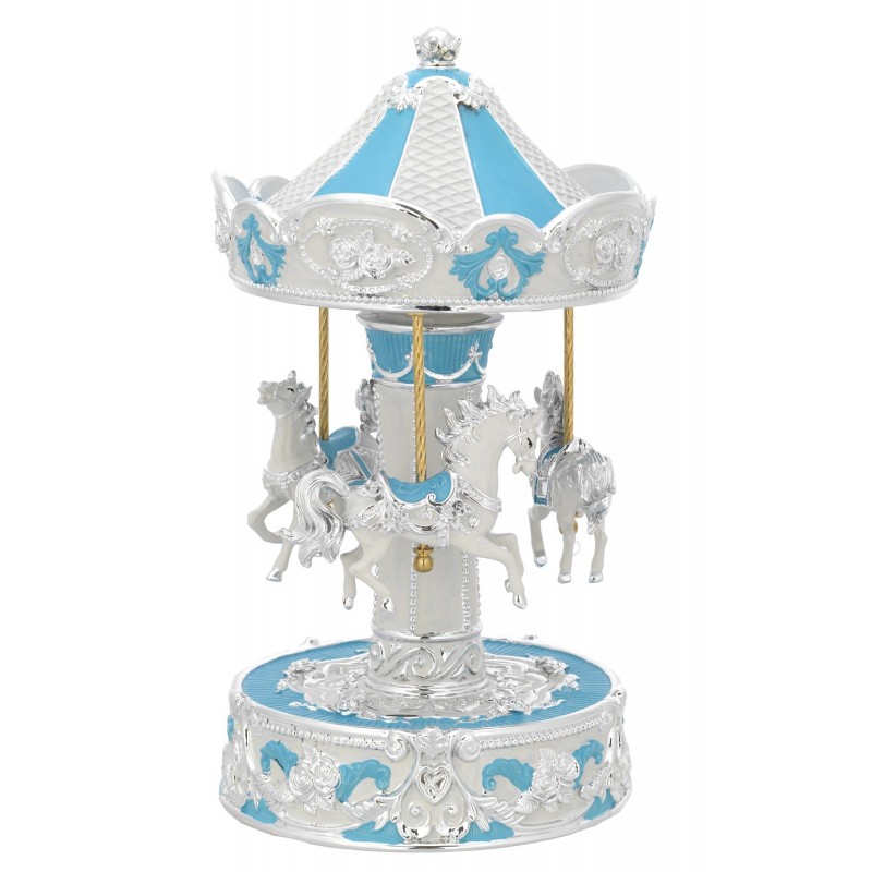Carrousel caballos ceramica 12x26 celeste
