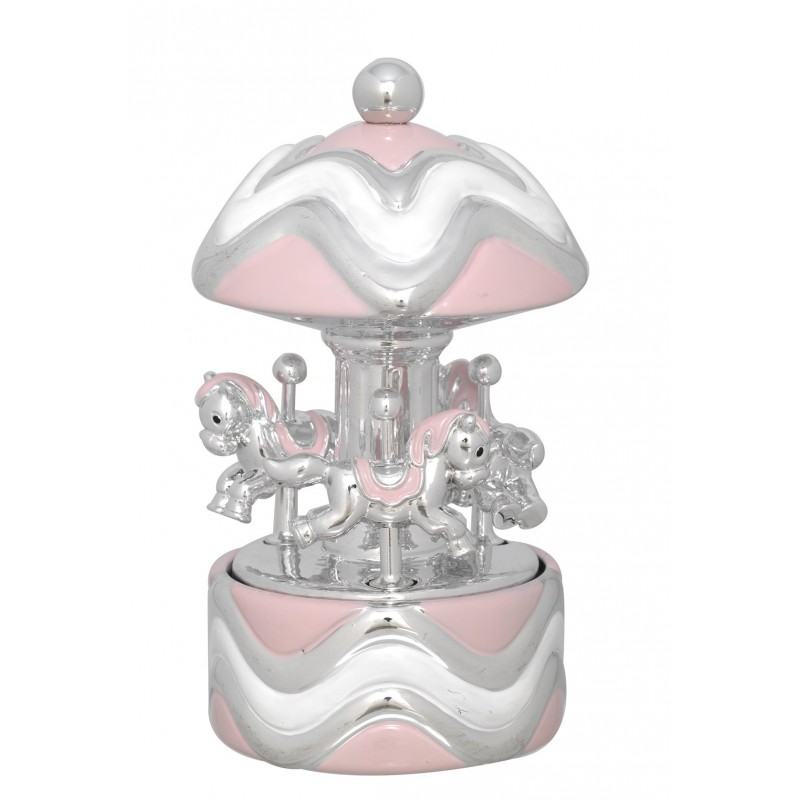 Carrousel musicla caballos rosa 9x17