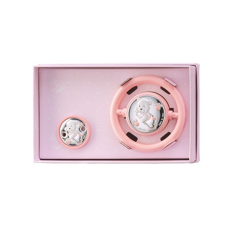 Set sonajero pinza oso pintor celeste