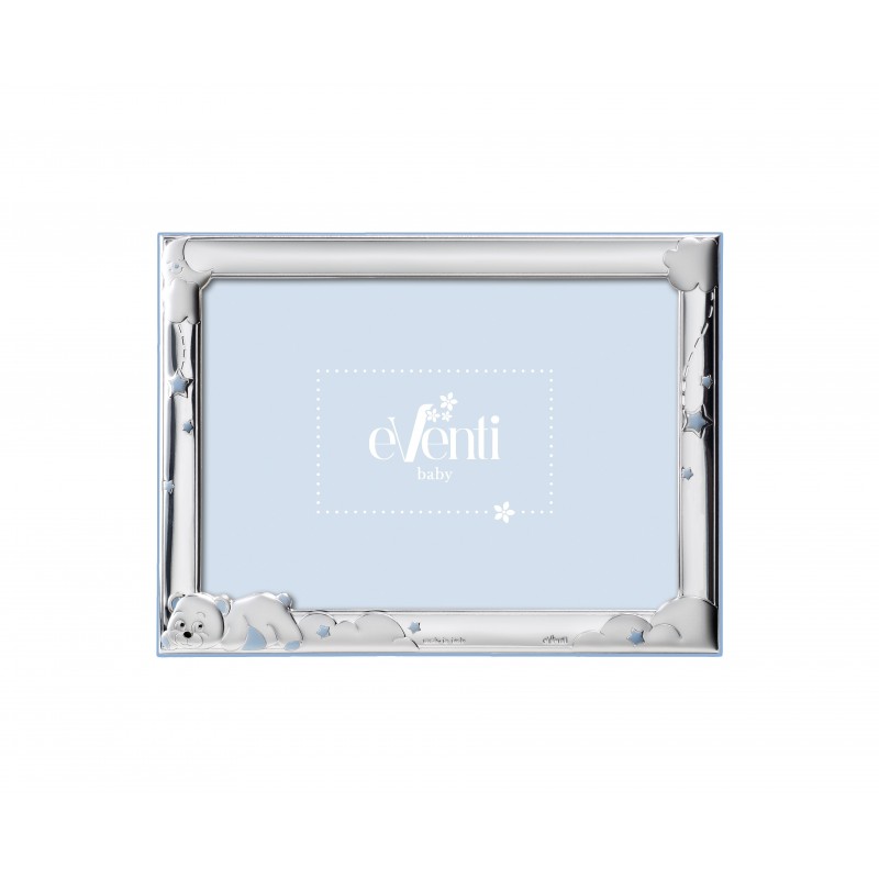 Marco fotos personalizado horizontal oso tumbado celeste 18x13