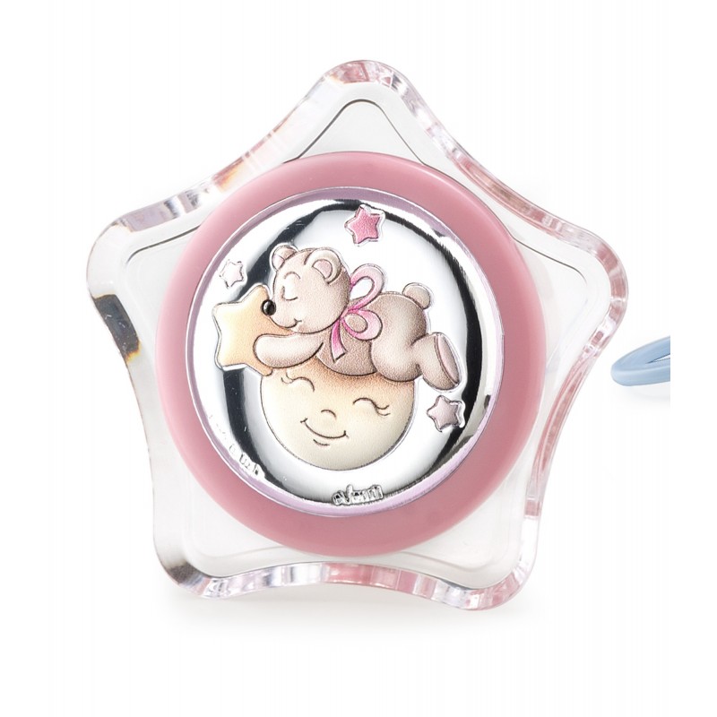 Luz nocturna oso luna estrella rosa