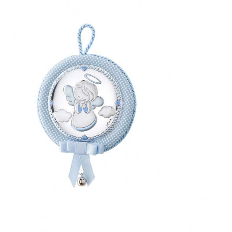 Medallon musical redondo angel rezando blanco