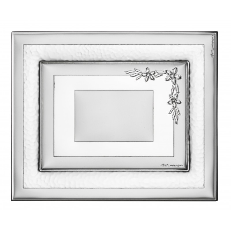 Portafotos con  placa flores alianzas 13x18 bodas novios