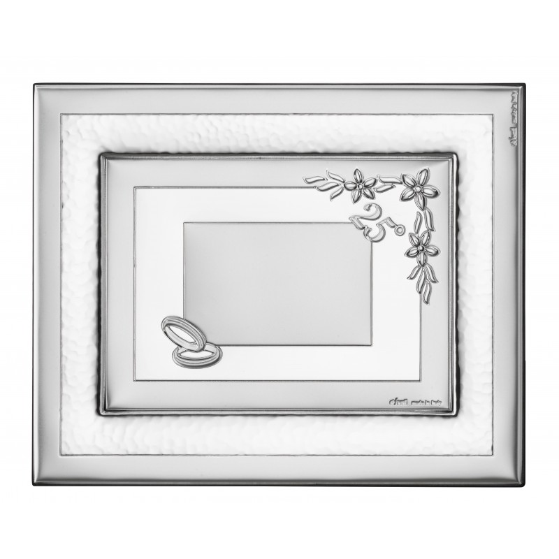 Portafotos con placa flores 25º aniv 13x18 personalizada bodas de plata