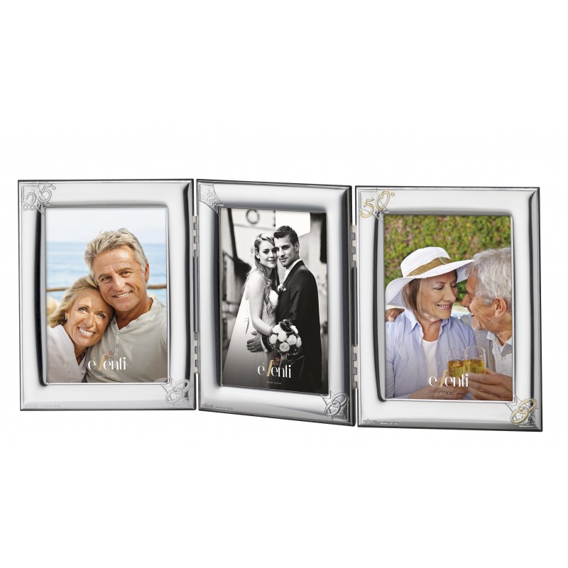 Marco fotos personalizado triple alianzas-25 aniversario 50aniversario 9x13 bodas oro plata bilaminada
