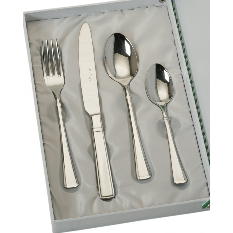 Set 4 cubiertos cadete acero estuche beige Personalizados