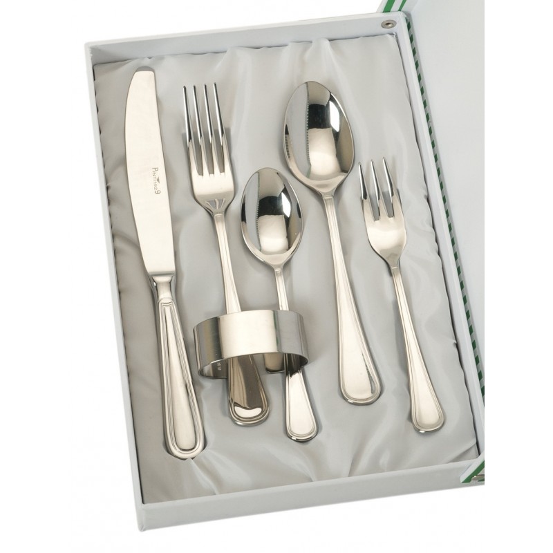 Set 5 cubiertos y servilletero estuche beige Personalizados