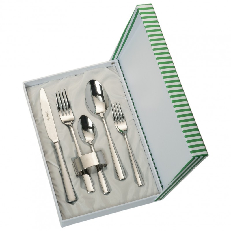 Set 5 cubiertosservilletero estuche beige Personalizados