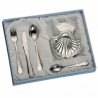 Set concha metal cubierto 4 piezas