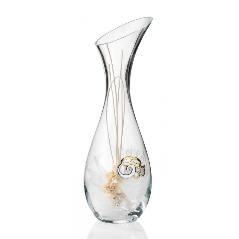 Jarron 50 aniversario 40cms personalizado cristal bohemia