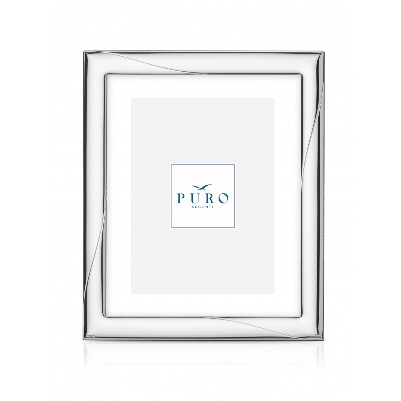 Marco fotos personalizado trapecio 20x25 plata bilaminada