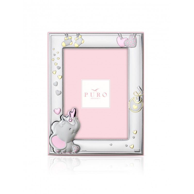 Marco fotos personalizado elefante 9x13 rosa