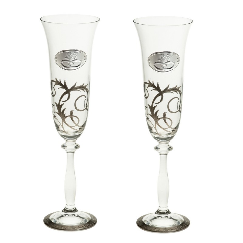 ESTUCHE COPAS BODAS PLATA DECORAD. PINTURA PLATA