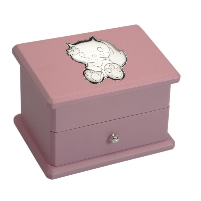 JOYERO BAILARINA MUSICAL ROSA GATO 18X13X13