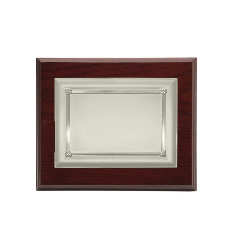 PLACA PLATEADA MADERA 29X23 CHAPA 20X15