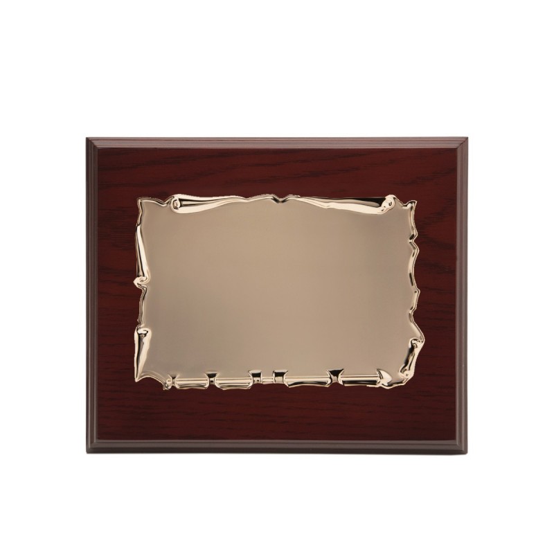 PLACA COLOR ORO ROSADO MADERA 29X23 CHAPA 23X16