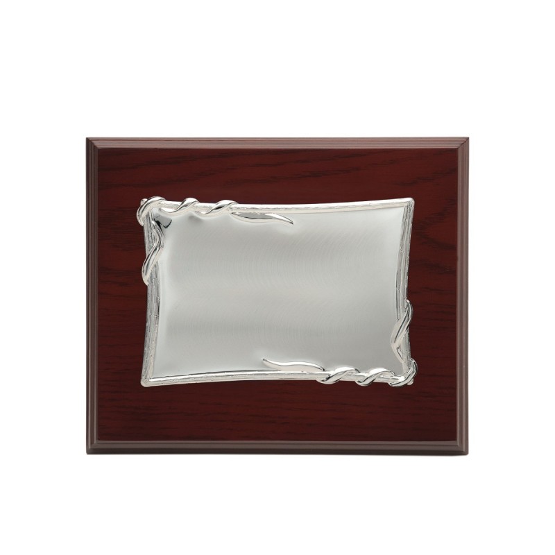 PLACA 23X19 METAL PLAT. 12X16 MADERA LUJO P-0409