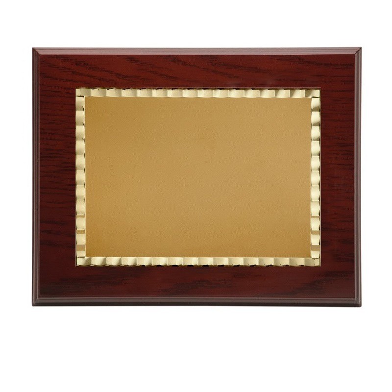 PLACA 23X19 ALUM. DORADO 16X12 MADERA LUJO P-0475