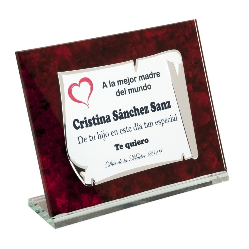 PLACA CRISTAL 25X20X6 + PLACA ALUMNI. 15X20