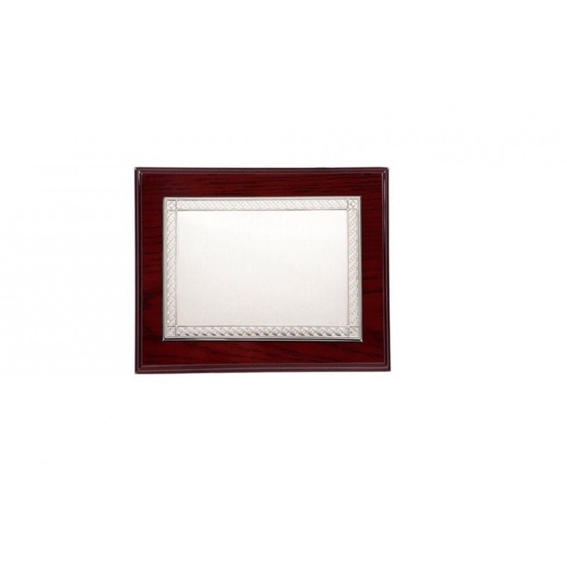 PLACA PLATA 925 MADERA 23X19 CHAPA 18X13
