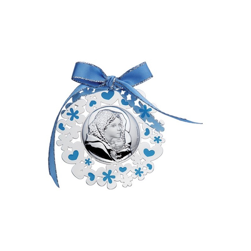MEDALLON VIRGEN NIÑO 6 CMS ESMALTADO CELESTE