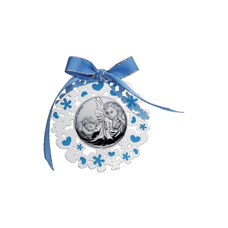 MEDALLON ANGEL GUARDA CELESTE ESMALT. 6CMS