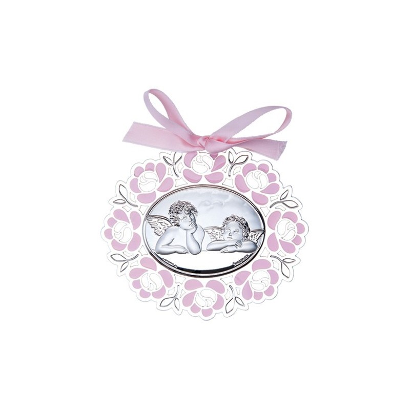 MEDALLON ANGEL RAFAEL ROSA 7.5X6CMS