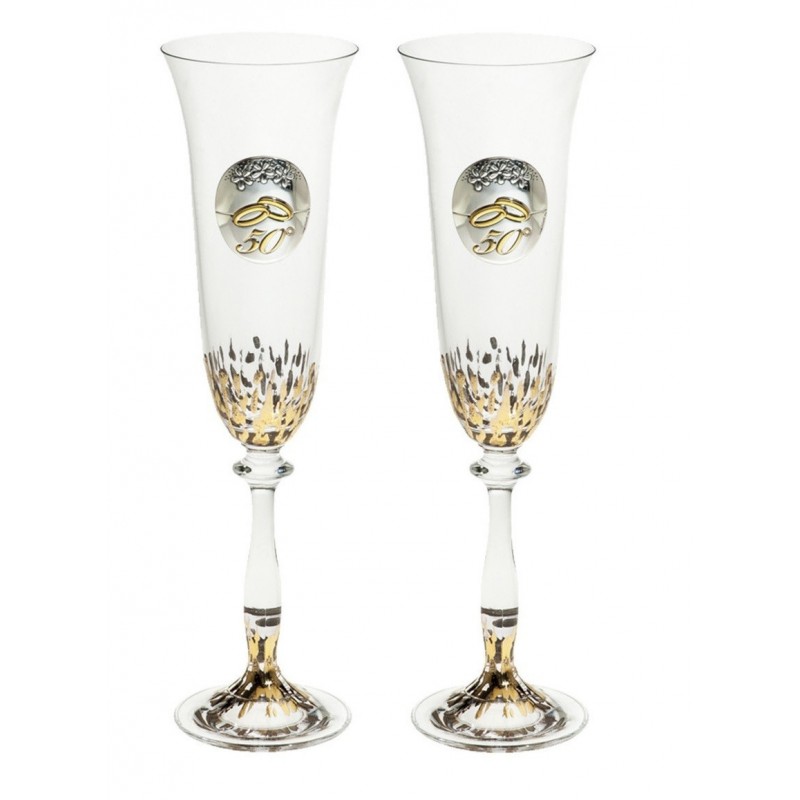 Copas 50 aniversario personalizadas decorado artesanal pintura oro