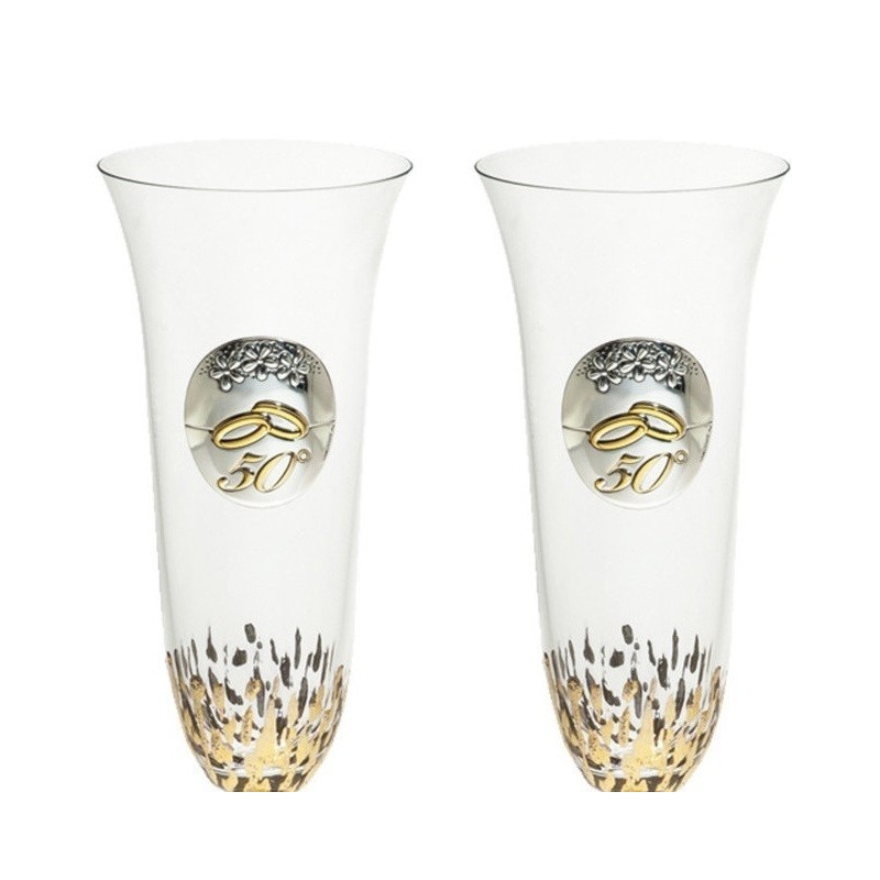 Copas 50 aniversario personalizadas decorado artesanal pintura oro