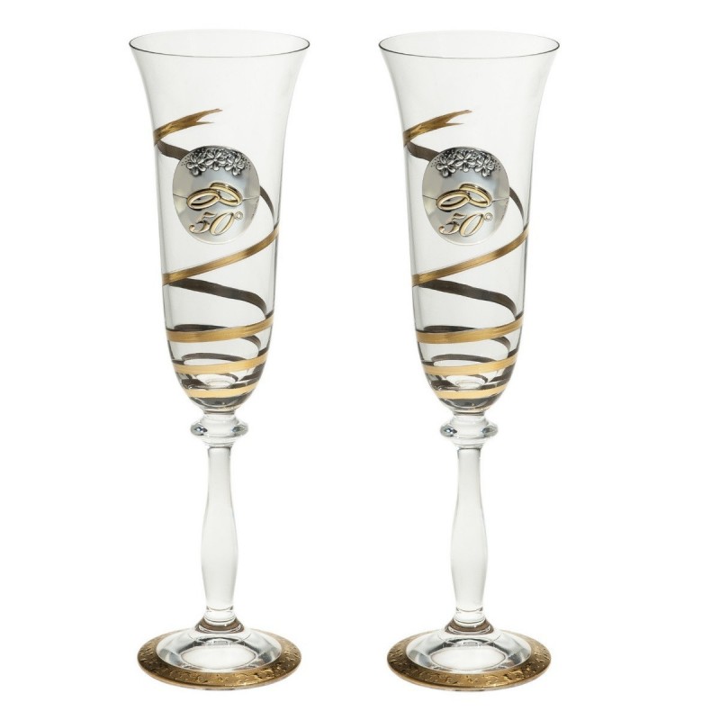 Copas 50 aniversario personalizadas pintadas a mano oro 18k