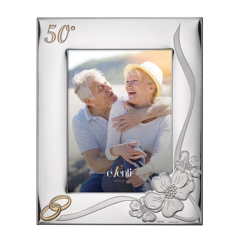 Marco fotos personalizado 13x18 cm bodas de oro 50 aniversario plata bilaminada