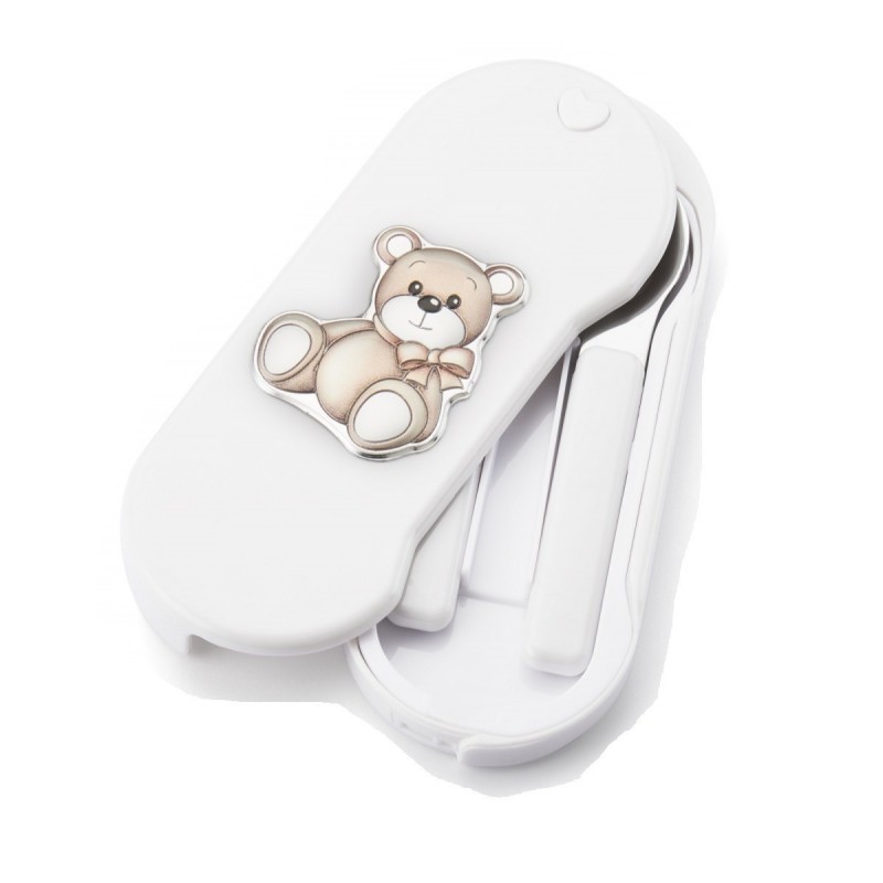 Set cubiertos infantiles Personalizados Oso Blanco lazo