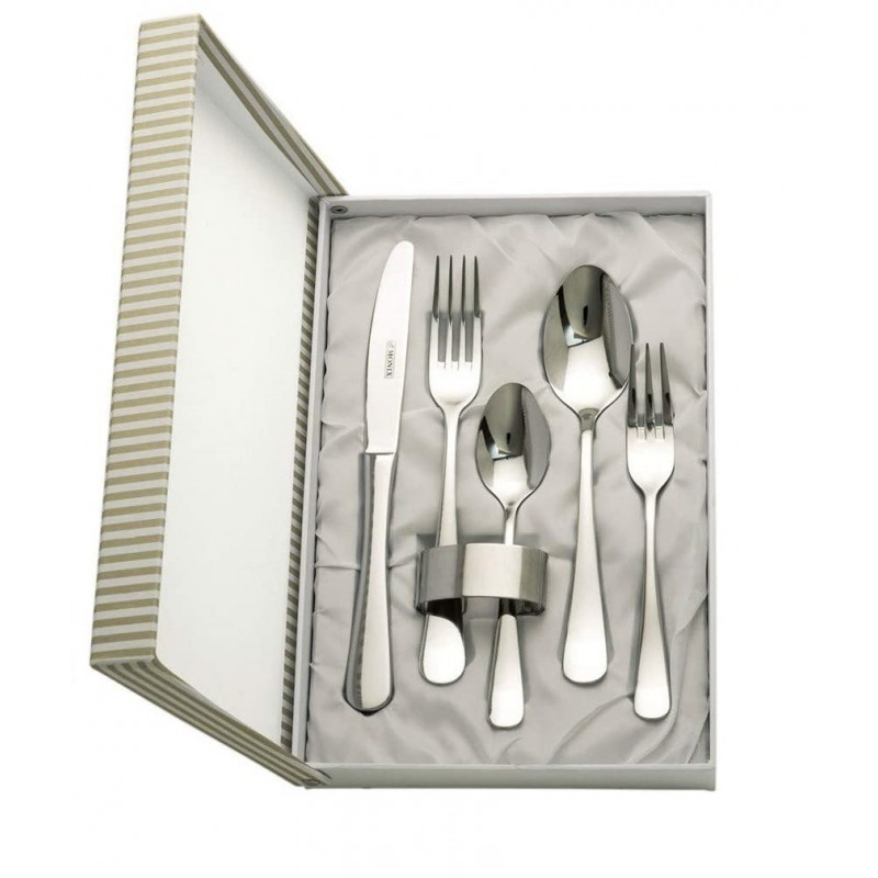 Set 5 cubiertos  servilletero estuche beige Personalizados