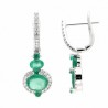PENDIENTES DIAMANTES ESMERALDAS ORO BLAN