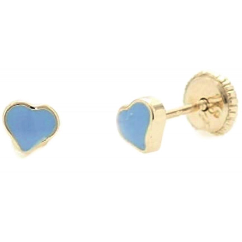 Pendientes de oro en forma de corazón esmaltados