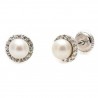 Pendientes para bebe de oro blanco con perlas cultivadas.