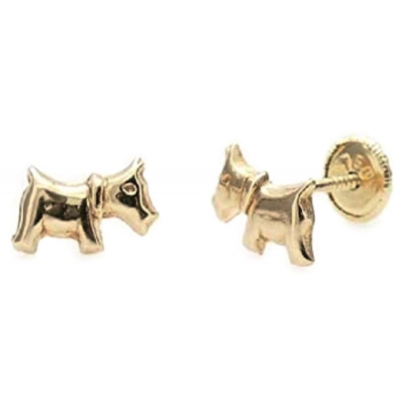Pendientes de oro de 18 quilates en forma de perrito westie