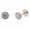 Pendientes roseta de oro blanco con circonitas,