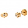Pendientes oro de 18 quilates para niña, oval, circonita central