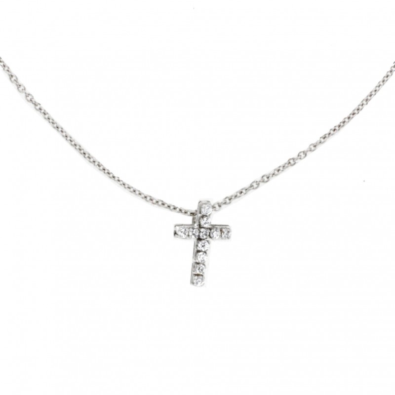Colgante cruz con cadena oro blanco oro de 18k [30-7534-1]