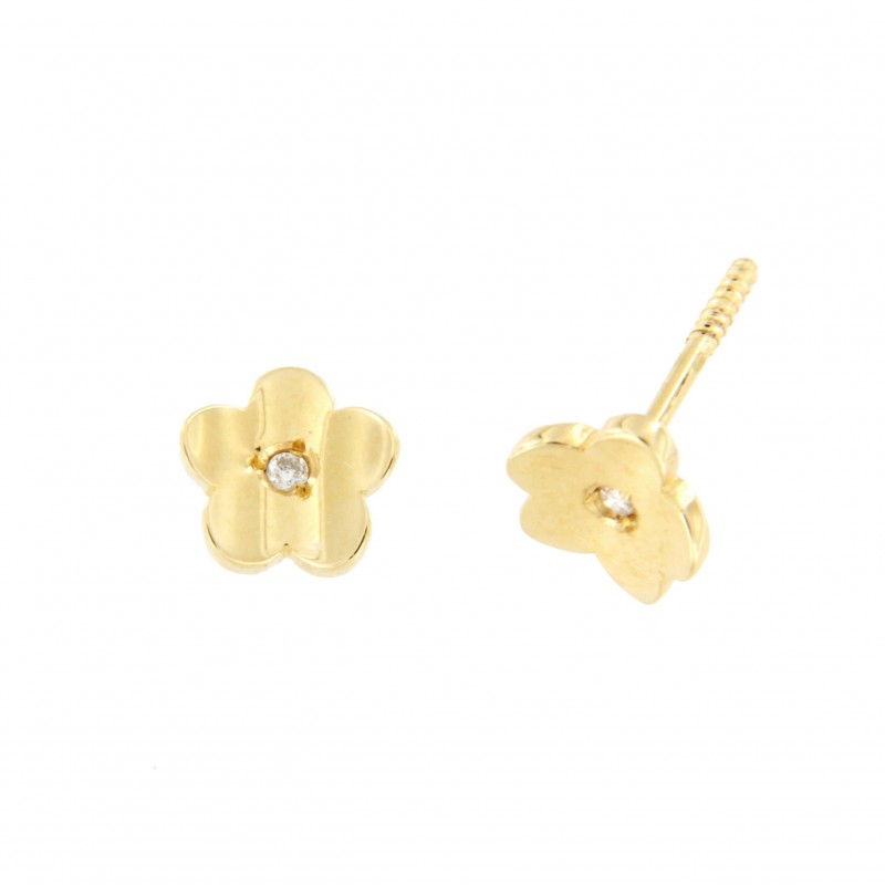 Pendientes diamantes flor oro amarillo