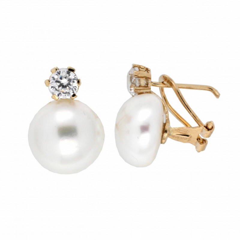 Pendientes perla oro amarillo 18K [35-10342-P]