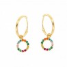 Pendientes aro disco multicolor oro 18k [35-10501-dc-p]